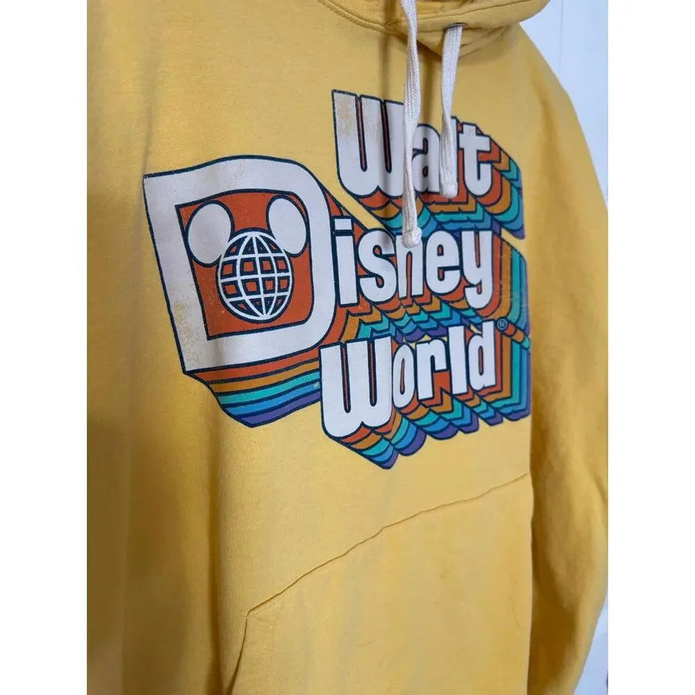 Walt Disney World Bright Yellow Retro Vibes Hoodie Hooded Sweatshirt XXL - Picture 5 of 6